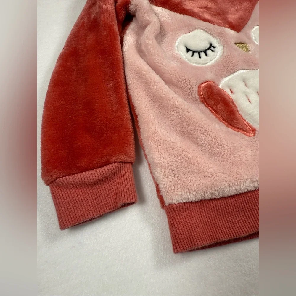 PENELOPE MACK Toddler Girl’s Faux Fur 3D‎ Owl Sweatshirt Cozy Woodland Size 2T